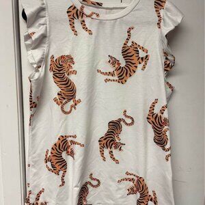 Women’s tiger ruffle sleeve tank size large